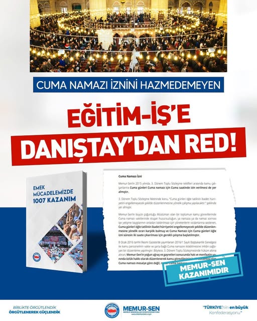 Cuma Namazı İzni Davasında Danıştay Kararı: Eğitim-İş’in İptal Talebi Reddedildi